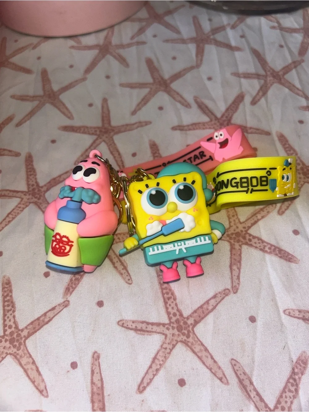 SpongeBob & Patrick Kids Keychain Set - Pink & Yellow